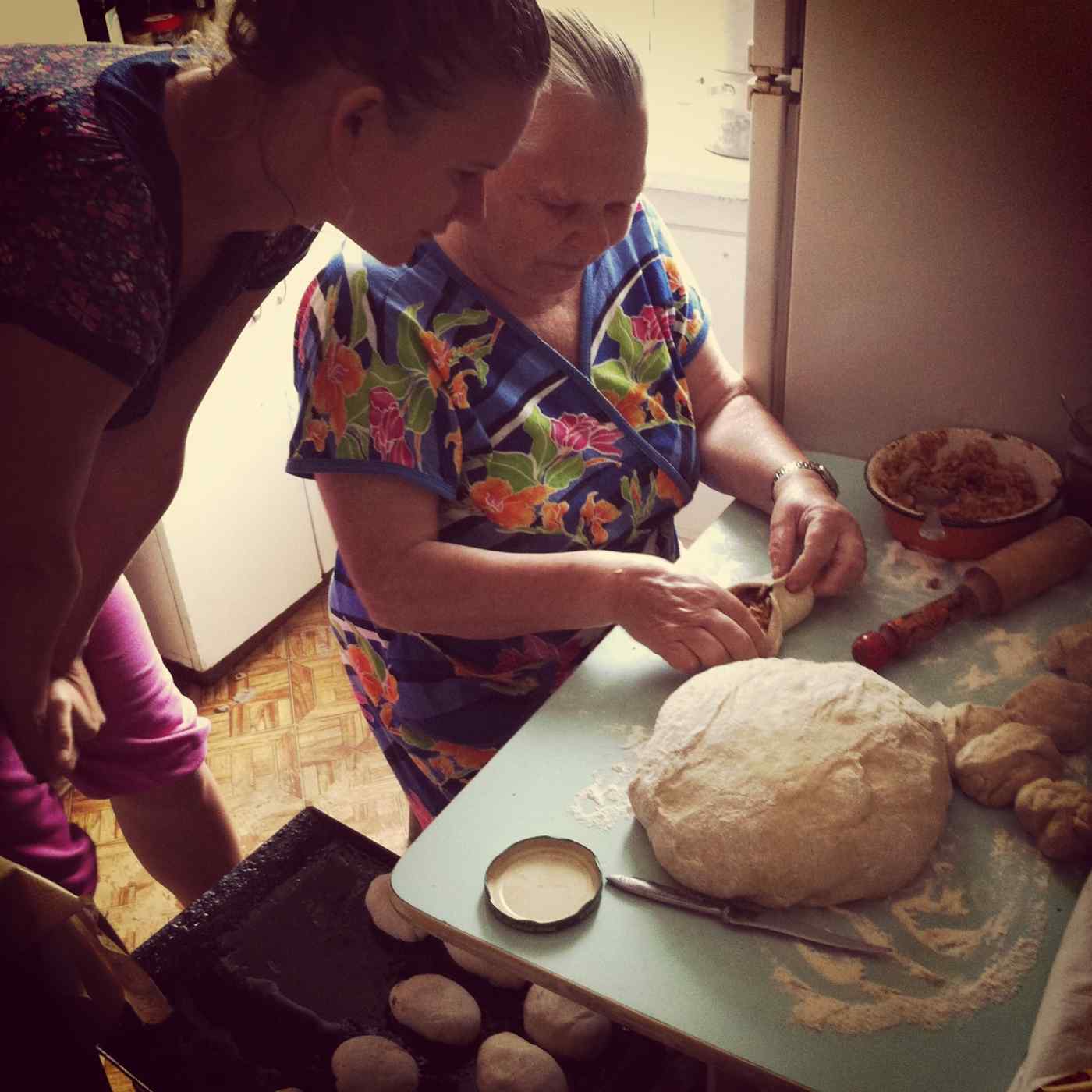 Lidiya’s grandmother, Lida, baking her infamous piroshki